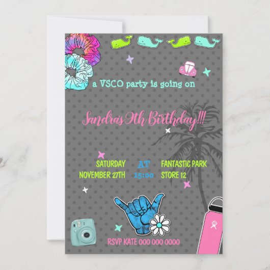 004 Feestje voor tienermeisjes vsco-trendthema Kaart (Voorkant)