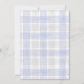 004 Indigo 020 Fog Sun Plaid Stork Baby Shower Kaart (Achterkant)