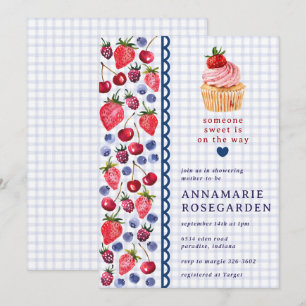004 Indigo Blau Bessenplek Cupcake Baby Shower Kaart