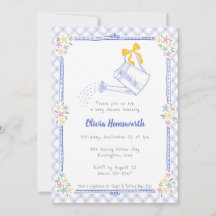 004 Indigo Blauwe Gingham Gietkan Baby Shower