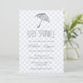 004 Indigo Moderne Paraplu Baby Sprinkle Gingham Kaart (Staand voorkant)