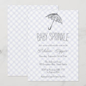 004 Indigo Moderne Paraplu Baby Sprinkle Gingham Kaart (Voorkant / Achterkant)