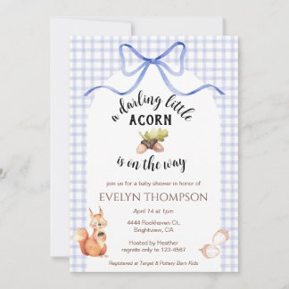 004 Indigo Schattig Eekhoorntje Eikel Gingham Baby Kaart
