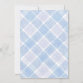 004 Indigo Watercolor Gingham Birds Baby Shower Kaart (Achterkant)