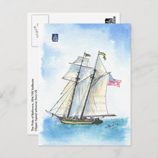 (004) Pride of Baltimore US Tall Ship Briefkaart (Voorkant / Achterkant)