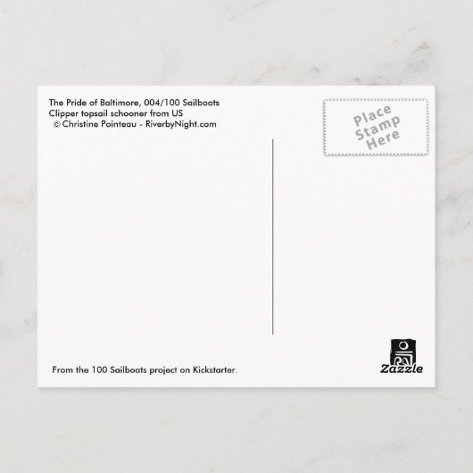 (004) Pride of Baltimore US Tall Ship Briefkaart (Achterkant)