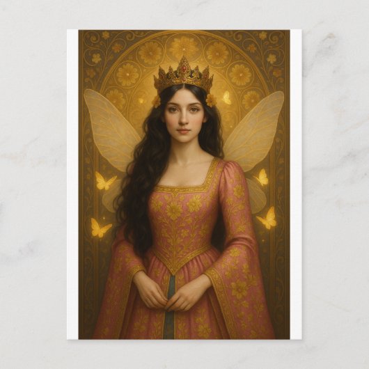 005_A fairy princess in rose pink. Briefkaart (Voorkant)