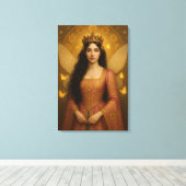 005_A fairy princess in rose pink. Canvas Afdruk (Insitu (Houten vloer))