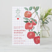 005 Iris Appel van Ons Oog Gingham Baby Shower Kaart (Staand voorkant)