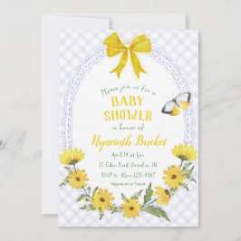 005 Iris Gele Madeliefjes Strik Gingham Baby Showe Kaart