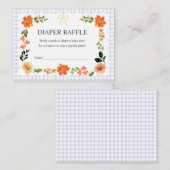 005 Iris Gingham Baby Shower Luier Raffle Informatiekaartje (Voorkant / Achterkant)
