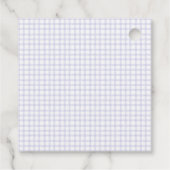 005 Iris Lavendel Bloemen Gingham Baby Shower Bedankjes Labels (Achterkant)