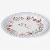 005 Iris Lavendel Wilde Bloem Boog Frame Gingham Papieren Bordje (Gekanteld)