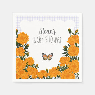 005 Iris Marigold Monarch Gingham Baby Shower Servet