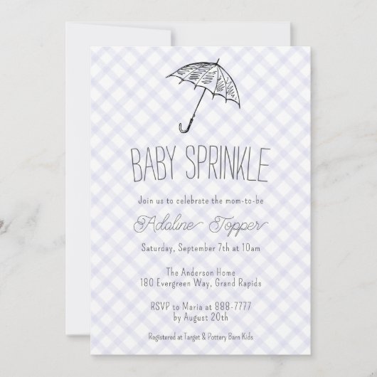 005 Iris Modern Umbrella Gingham Baby Sprinkle Kaart (Voorkant)