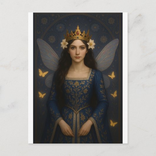 006_A fairy princess in royal blue. Briefkaart (Voorkant)
