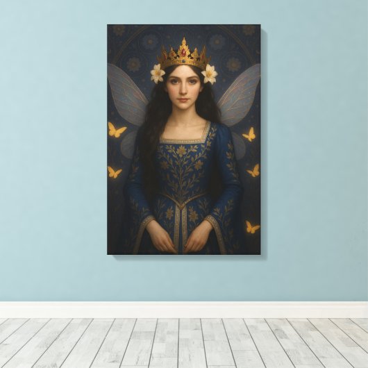 006_A fairy princess in royal blue. Canvas Afdruk (Insitu (Houten vloer))