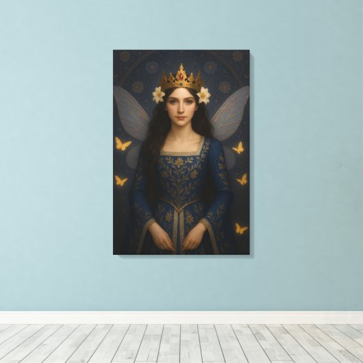 006_A fairy princess in royal blue. Canvas Afdruk (Insitu (Houten vloer))