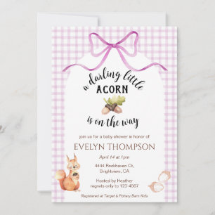 006 Wijn Lief Eekhoorn Eikel Gingham Baby Shower Kaart