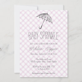 006 Wijn Moderne Paraplu Gingham Baby Shower Uitno Kaart
