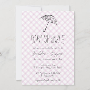 006 Wijn Moderne Paraplu Gingham Baby Shower Uitno Kaart