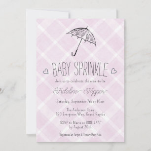 006 Wijn Plaid Paraplu Baby Shower Uitnodiging