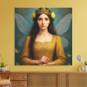 007_A fairy princess in golden yellow.  Canvas Afdruk (Insitu (Woonkamer))