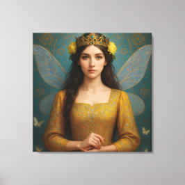 007_A fairy princess in golden yellow.  Canvas Afdruk