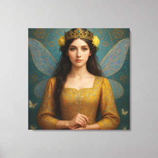 007_A fairy princess in golden yellow.  Canvas Afdruk