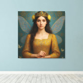 007_A fairy princess in golden yellow.  Canvas Afdruk (Insitu (Houten vloer))