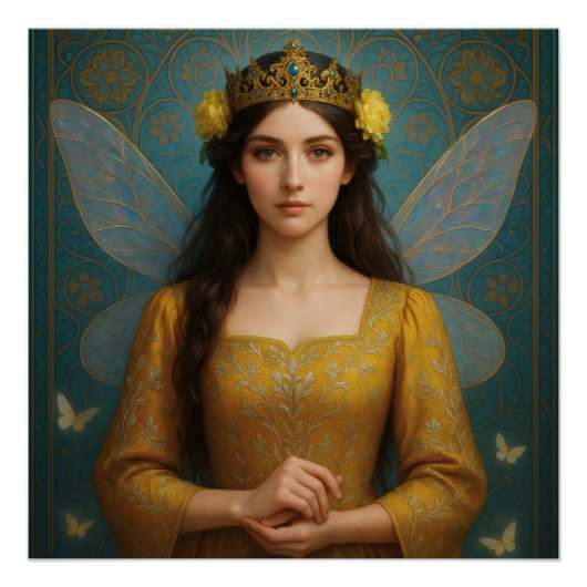 007_A fairy princess in golden yellow. Perfect Poster (Voorkant)