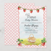 007 Rode Aardbei Picknick Baby Shower Kaart (Voorkant / Achterkant)