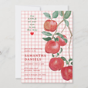 007 Rode Appel van Ons Oog Gingham Baby Shower Kaart