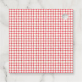 007 Rode Bloemen Gingham Baby Shower Bedankjes Labels (Achterkant)