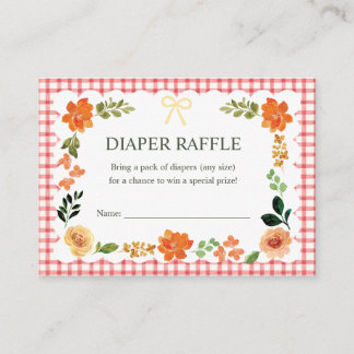 007 Rode Gingham Baby Shower Luiers Raffle Informatiekaartje
