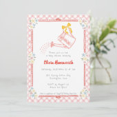 007 Rode Gingham Gietkan Baby Shower Kaart (Staand voorkant)