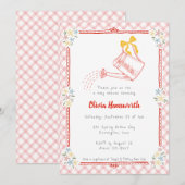 007 Rode Gingham Gietkan Baby Shower Kaart (Voorkant / Achterkant)