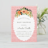 007 Rood Geruite Baby Shower Uitnodigingen (Staand voorkant)