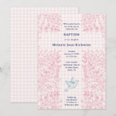 008 Blush Dove Botanisch Kruis Gingham Doopfeest Kaart (Voorkant / Achterkant)