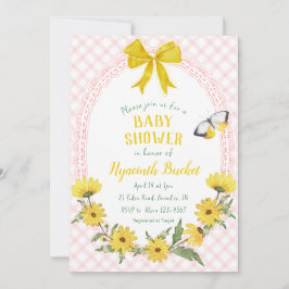 008 Blush Gele Madeliefjes Strik Gingham Baby Show Kaart