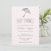008 Blush Modern Paraplu Gingham Baby Sprinkle Kaart (Staand voorkant)