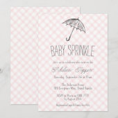 008 Blush Modern Paraplu Gingham Baby Sprinkle Kaart (Voorkant / Achterkant)