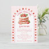 008 Blush Roze Aardbei Shortcake Baby Shower Kaart (Staand voorkant)