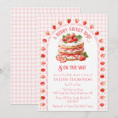 008 Blush Roze Aardbei Shortcake Baby Shower Kaart (Voorkant / Achterkant)