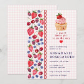 008 Blush Roze Bes Patch Cupcake Baby Shower Kaart (Voorkant / Achterkant)