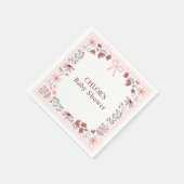 008 Blush Roze Wilde Bloem Boog Gingham Babyborrel Servet (Hoek)