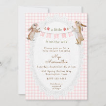 008 Blush Roze Zoete Konijn Geruit Baby Shower