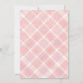 008 Blush Watercolor Gingham Birds Baby Shower Kaart (Achterkant)