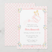008 Roze geruite gietkan Babyshower Kaart (Voorkant / Achterkant)