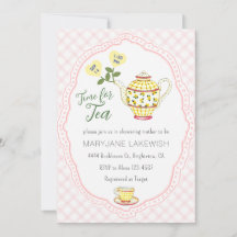 008 Roze Schattig Gingham Theepartij Baby Shower